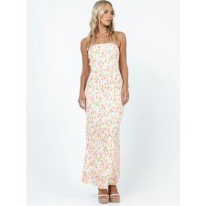 Princess Polly  TIARNA STRAPLESS MAXI DRESS WHITE / FLORAL
